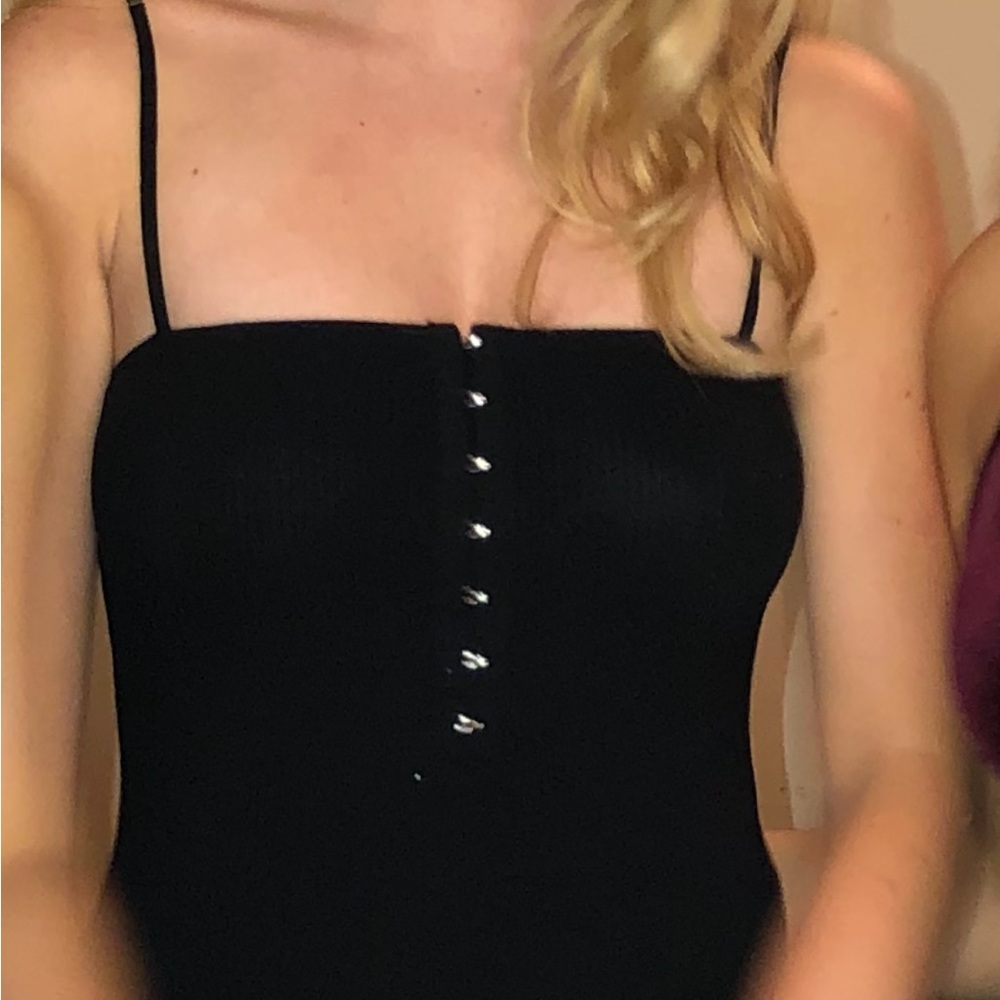 Black straight neck bodysuit